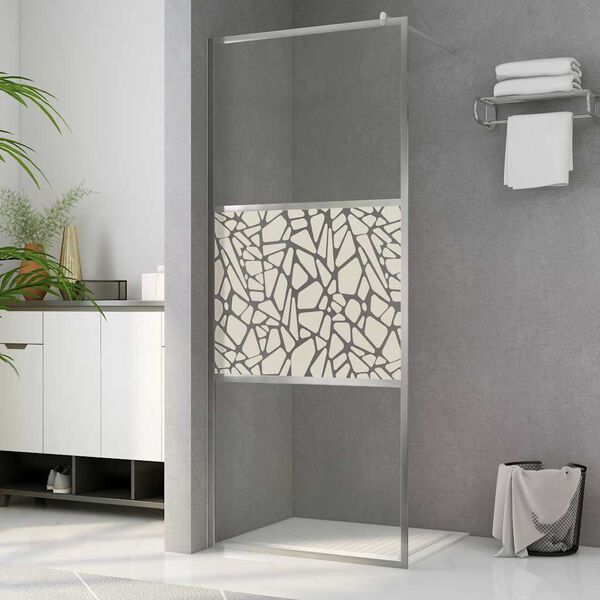 vidaXL Divis&oacute;ria de chuveiro 80x195 cm vidro ESG design pedras