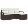 vidaXL Conjunto de Sof&aacute;s 4 unid. Marrom e Creme vime PE