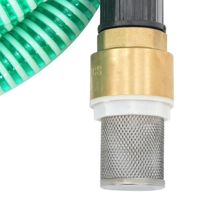 vidaXL Mangueira de sucção com conectores de latão 1,1" 3 m PVC verde