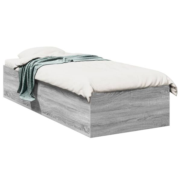 vidaXL Estrutura cama 75x190 cm derivados de madeira cinzento sonoma