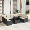 vidaXL Conjunto de Sof&aacute; de Jardim com almofada 10 pcs Preto e Creme