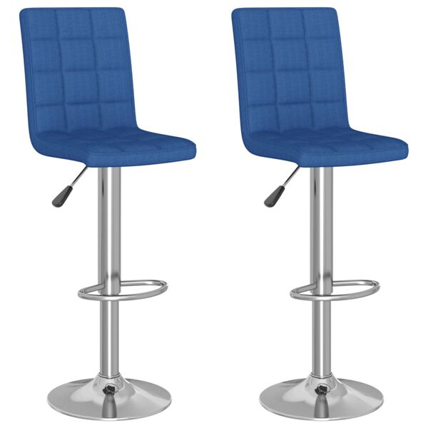 vidaXL Bancos de bar 2 pcs tecido azul