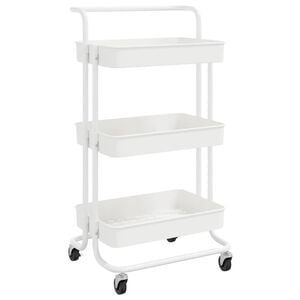 vidaXL Carrinho cozinha c/ 3 prateleiras ferro/ABS 42x35x85 cm branco