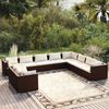 vidaXL 10 pcs conjunto lounge jardim c/ almofad&otilde;es vime PE castanho