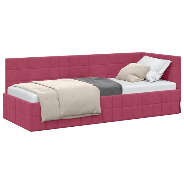 vidaXL Estrutura de Cama de Canto Vinho Vermelho 80 cm x 200 cm Veludo