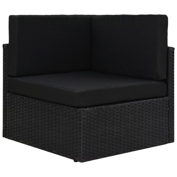 vidaXL 10 pcs conjunto lounge de jardim c/ almofad&otilde;es vime PE preto