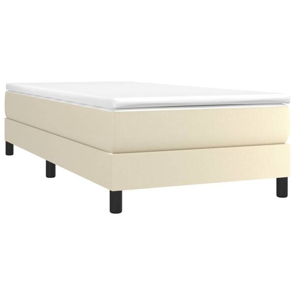 vidaXL Cama com molas/colch&atilde;o 80x200 cm couro artificial cor creme