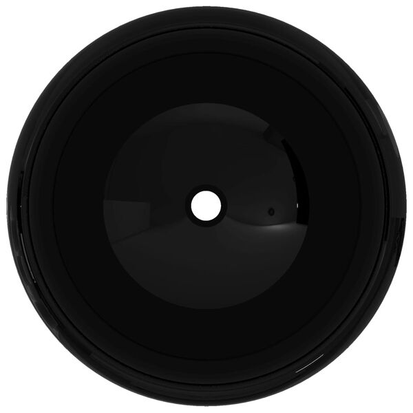 vidaXL Lavatório redondo em cerâmica preto 40x15 cm