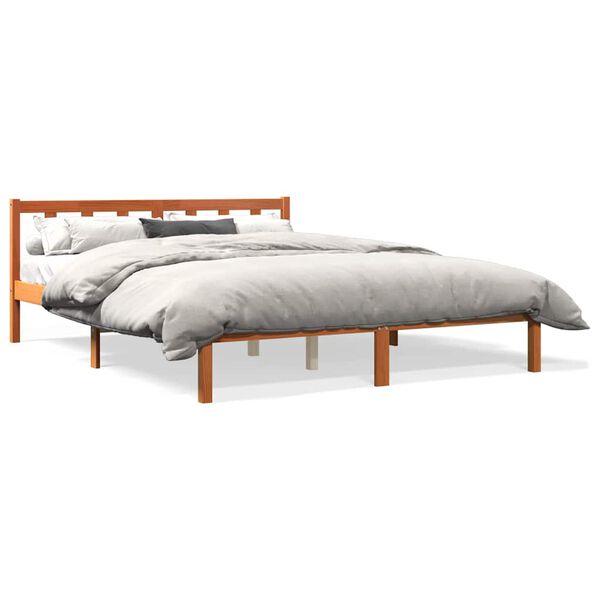 vidaXL Cama sem colch&atilde;o 150x200 cm madeira pinho maci&ccedil;a castanho-mel