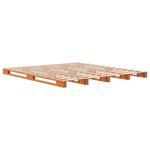 vidaXL Cama de paletes 180x200 cm madeira pinho maci&ccedil;a castanho cera