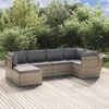 vidaXL 6 pcs conjunto lounge de jardim c/ almofad&otilde;es vime PE cinzento
