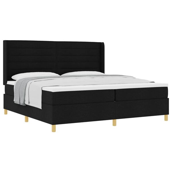 vidaXL Cama Box com colch&atilde;o com cabeceira Preto 200 x 200 cm tecido