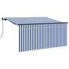 vidaXL Toldo Retr&aacute;til Azul e Branco 300 x 200 cm Poli&eacute;ster e Alum&iacute;nio