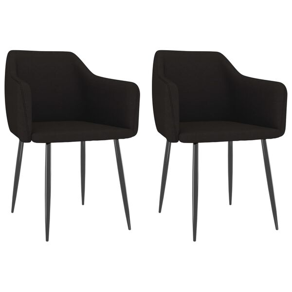vidaXL Cadeiras de jantar 2 pcs tecido preto