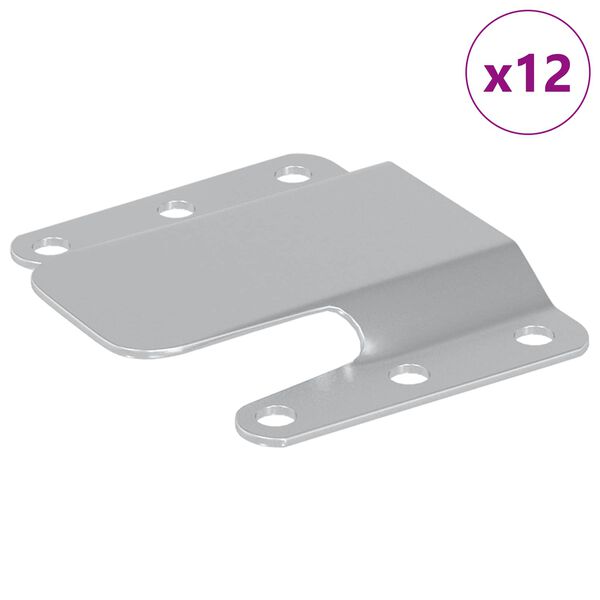 vidaXL Suporte de Montagem Flush 12 pcs Prateado 75 x 66 x 1,4 mm A&ccedil;o