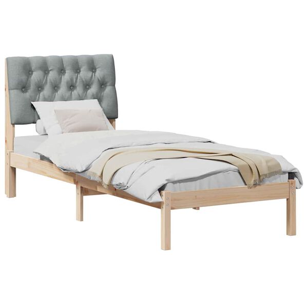 vidaXL Estrutura de Cama com Cabeceira Estofada Castanho 75 x 190 cm