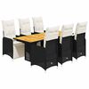 vidaXL 7 pcs conjunto de bistr&ocirc; p/ jardim c/ almofad&otilde;es vime PE preto