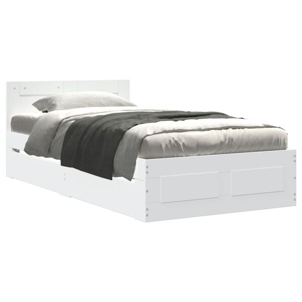 vidaXL Estrutura de cama c/ cabeceira sem colchão 90x200 cm branco