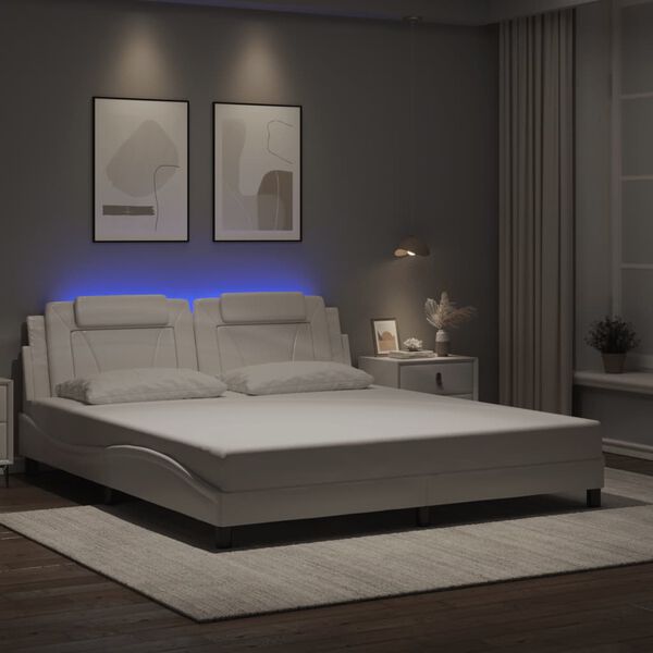 vidaXL Estrutura de cama Viana com LED sem colch&atilde;o 180x200 cm branco