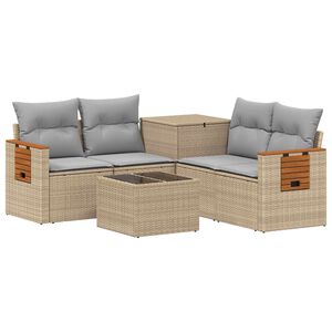 vidaXL Conjunto de Sof&aacute;s 6 unid. Bege e Cinza Claro 55 x 55 x 37 cm