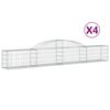 vidaXL Cestos gabi&atilde;o arqueados 4 pcs 300x30x40/60 cm ferro galvanizado