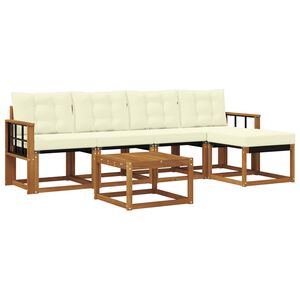 vidaXL Conjunto de Sof&aacute;s para Exterior 6 unid. Natural e Creme