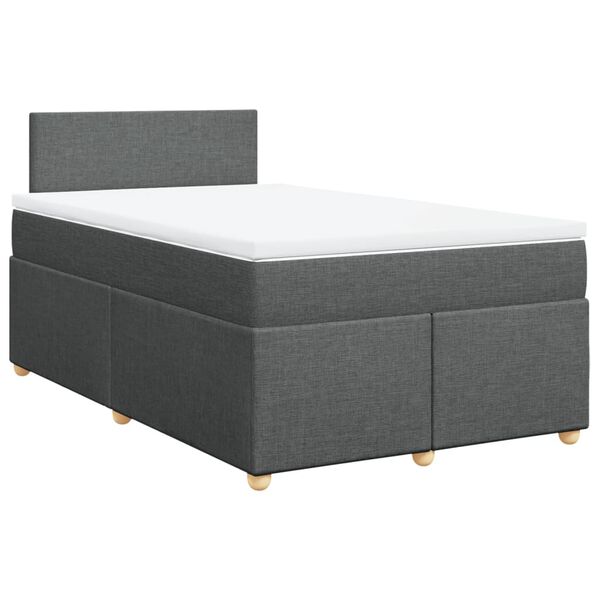 vidaXL Cama boxspring com colchão 120x190 cm tecido cinzento-escuro