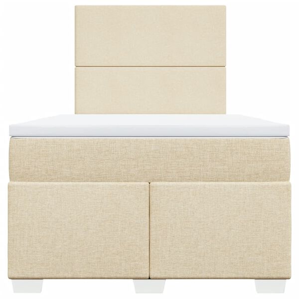 vidaXL Cama com molas/colch&atilde;o 120x200 cm tecido cor creme