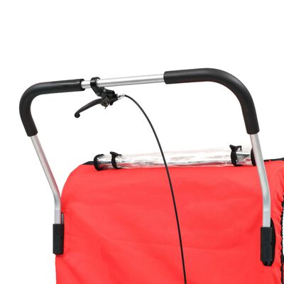 vidaXL Reboque para bicicletas/carrinho bebé 2 em 1 preto e vermelho
