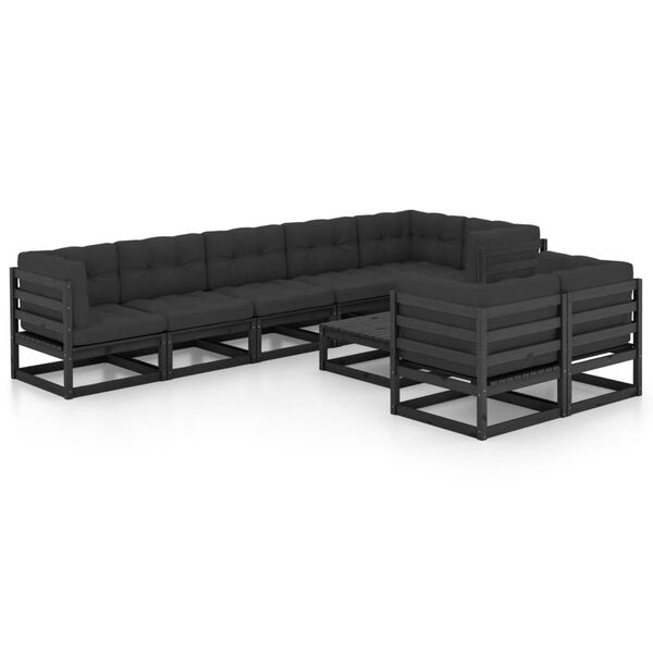 vidaXL 9 pcs conjunto lounge de jardim c/ almofad&otilde;es pinho maci&ccedil;o
