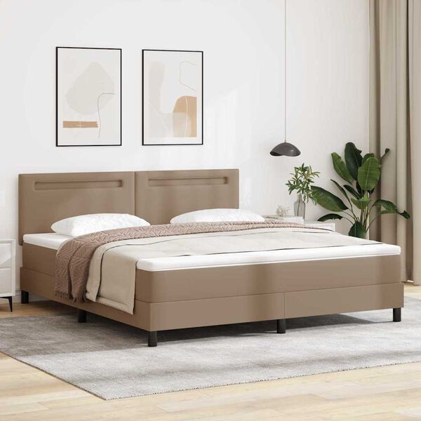 vidaXL Cama Box com colch&atilde;o Cappuccino 180 x 200 cm Couro sint&eacute;tico