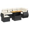 vidaXL 7 pcs conjunto de sof&aacute;s p/ jardim c/ almofad&otilde;es vime PE preto