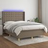 vidaXL Cama box spring colch&atilde;o/LED 140x190cm tecido cinza-acastanhado