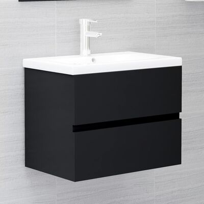 vidaXL Armário de lavatório 60x38,5x45 cm contraplacado preto