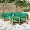 vidaXL 10 pcs conjunto lounge de jardim bambu c/ almofadões verdes