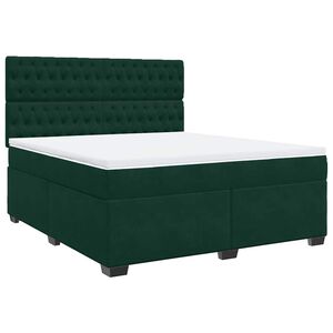 vidaXL Cama com molas/colch&atilde;o 180x200 cm veludo verde-escuro
