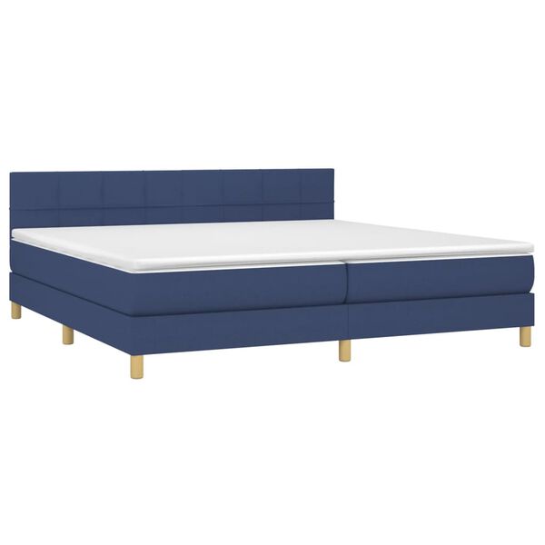 vidaXL Cama box spring c/ colch&atilde;o e LED 200x200 cm tecido azul