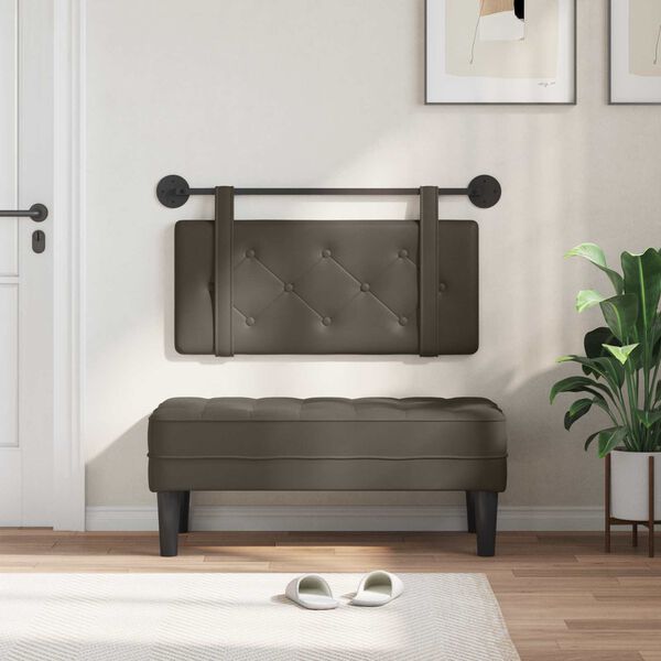 vidaXL Cabeceira Suspensa Cinzento 90 x 55 x 5 cm Couro Sint&eacute;tico