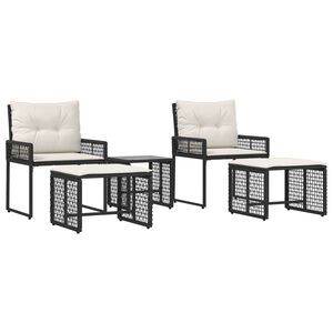 vidaXL Conjunto de M&oacute;veis para Exterior 5 pcs Preto e Branco