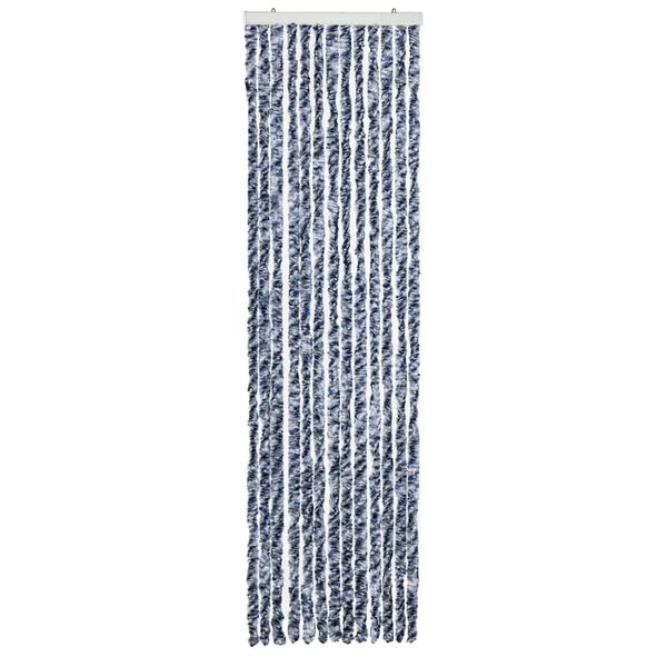 vidaXL Cortina anti-insetos 56x200 cm chenille azul e branco