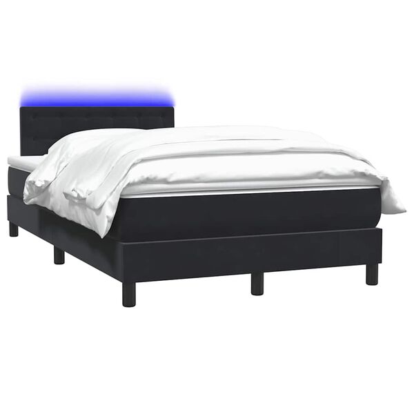 vidaXL Cama box spring c/ colch&atilde;o e LED 120x210 cm veludo preto