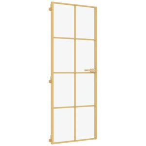 vidaXL Porta interior 76x201,5 cm vidro temperado e alum&iacute;nio dourado