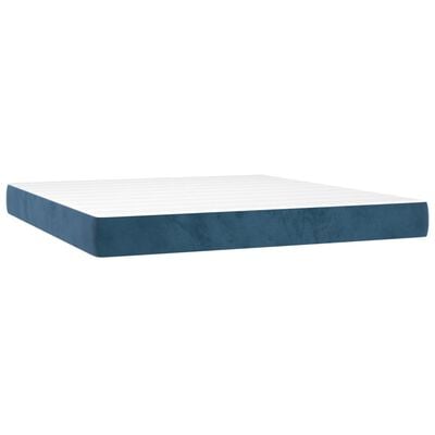 vidaXL Cama box spring c/ colchão/LED 180x200 cm veludo azul-escuro