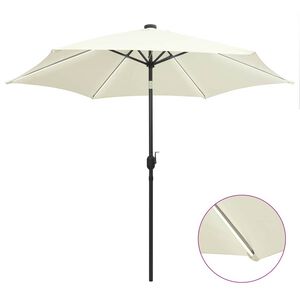 vidaXL Guarda-sol jardim luzes LED/poste alum&iacute;nio 300 cm branco areia