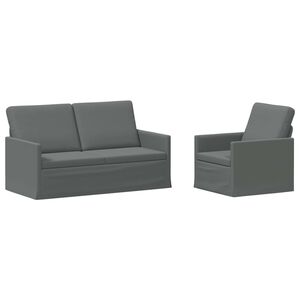 vidaXL Conjunto de Sof&aacute;s 2 pcs Cinzento-Escuro Tecido