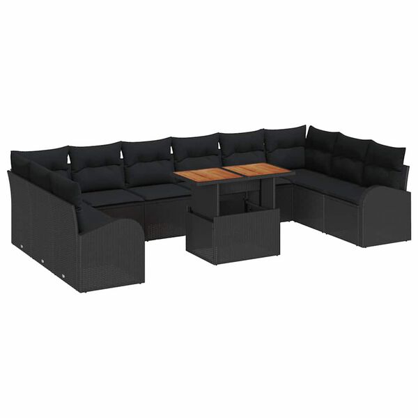 vidaXL Conjunto de Sof&aacute; de Jardim com almofada 11 pcs Preto