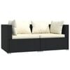 vidaXL 3 pcs conjunto lounge de jardim c/ almofad&otilde;es vime PE preto