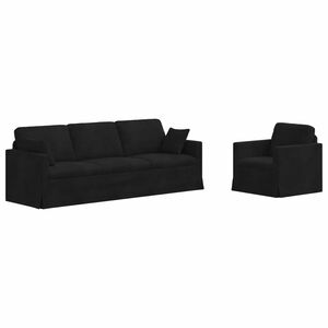 vidaXL Conjunto de Sof&aacute;s 2 unid. Preto Veludo