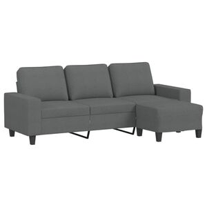vidaXL Sof&aacute; de 3 lugares com apoio de p&eacute;s 180 cm tecido cinza-escuro