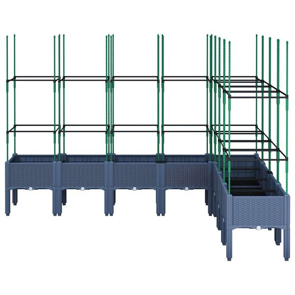 vidaXL Vaso/floreira de jardim c/ treli&ccedil;a 200x160x142,5 cm PP cinzento azul